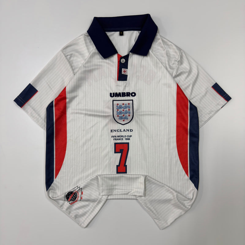 7 BECKHAM 1998 WORLD CUP ENGLAND HOME KIT EMBROIDERY