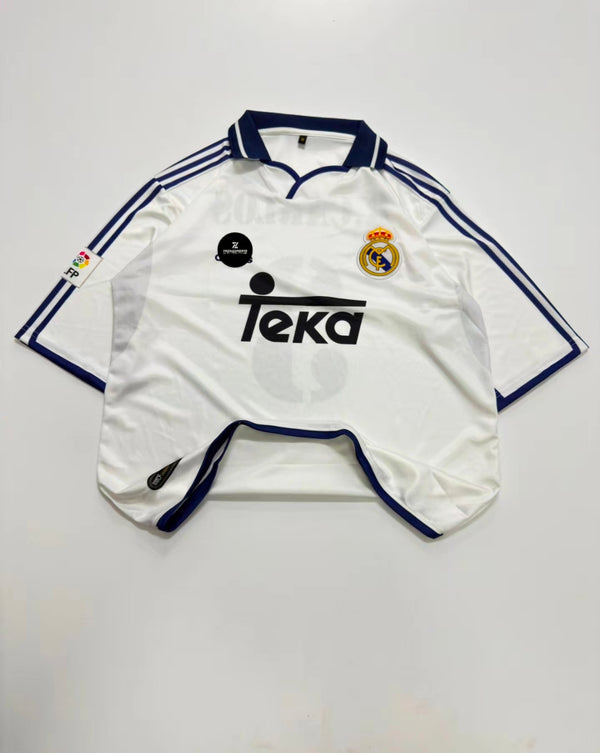 3 R.CARLOS 2000/01 REAL MADRID HOME KIT FIVE SLEEVE RETRO EMBROIDERY