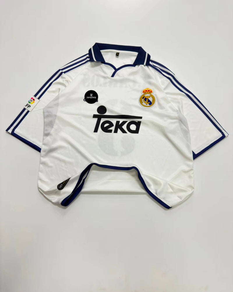 3 R.CARLOS 2000/01 REAL MADRID HOME KIT FIVE SLEEVE RETRO EMBROIDERY