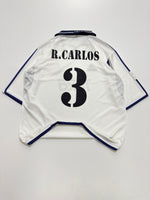 3 R.CARLOS 2000/01 REAL MADRID HOME KIT FIVE SLEEVE RETRO EMBROIDERY