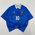 10 PELE 1991/93 BRAZIL AWAY RETRO FIVE SLEEVE EMBROIDERY