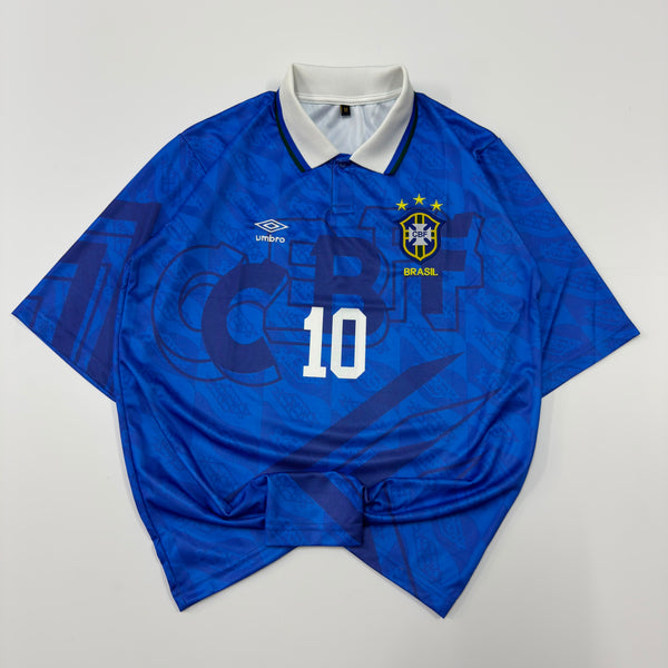 10 PELE 1991/93 BRAZIL AWAY RETRO FIVE SLEEVE EMBROIDERY
