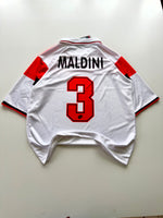 3 MALDINI 1994-95 AC MILAN AWAY RETRO KIT FIVE SLEEVE POLO EMBROIDERY